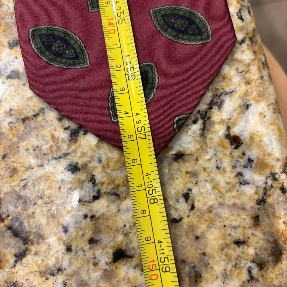 Robert Talbott Red Paisley Leaf Pattern Tie Made in USA